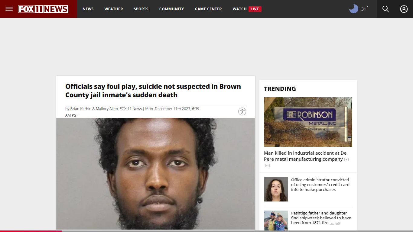 Probe begins on Brown County jail inmate's sudden death